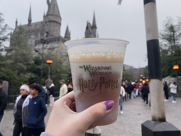 The vegan Butterbeer is available at Universal Studios Orlando and Hollywood in the Wizarding World ...