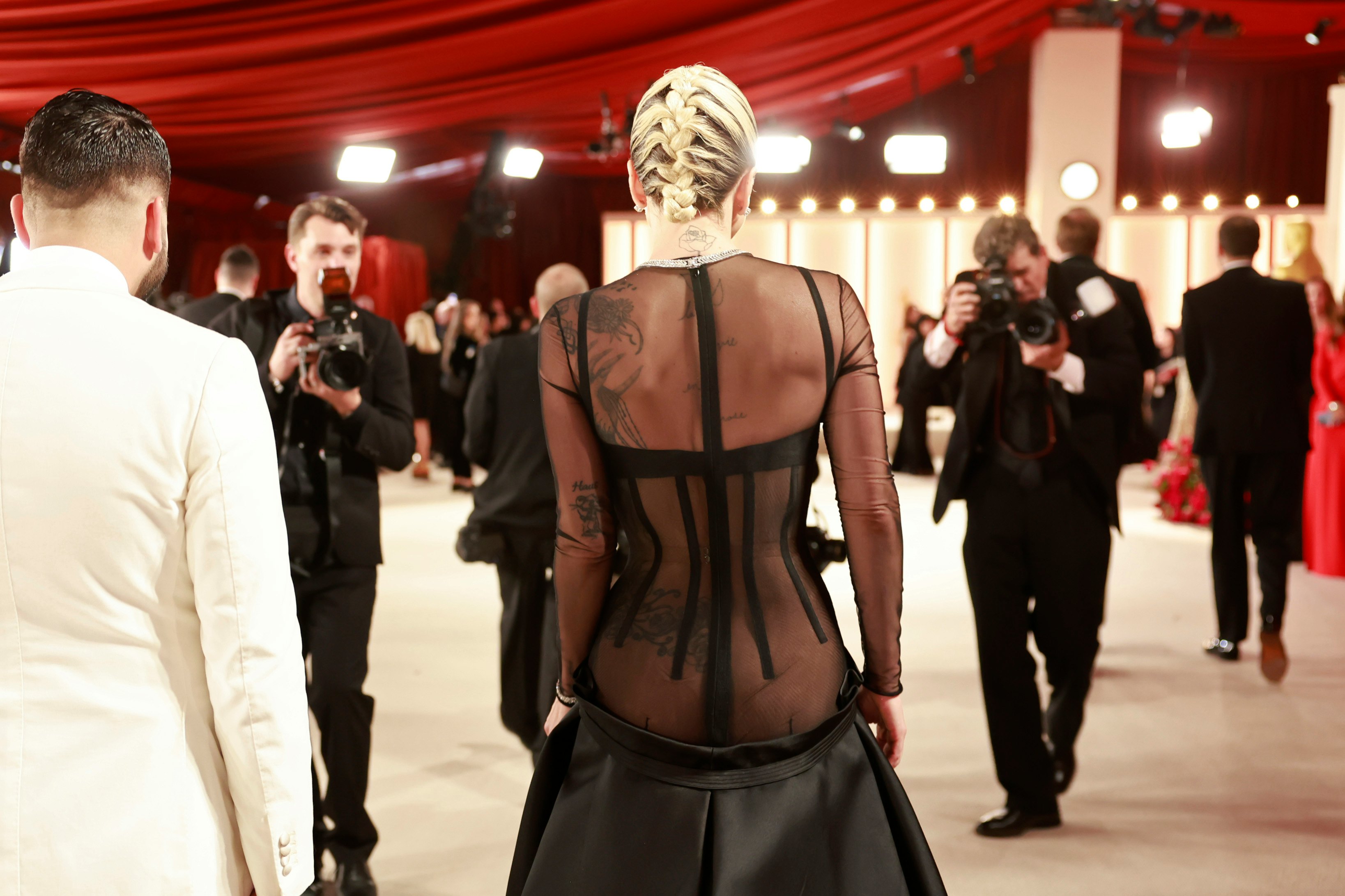 Lady Gaga wears fresh-off-the-runway Versace dress — as modelled by Gigi  Hadid