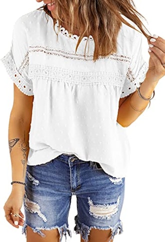 If you're looking for popular clothes that look good, consider this short sleeve shirt with cute cro...