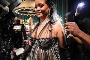 Rihanna performing at the Oscars 2023