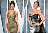 Kendall and Kylie Jenner attended the Oscars after-party in coordinating metallic outfits.