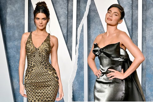 Kendall and Kylie Jenner attended the Oscars after-party in coordinating metallic outfits.