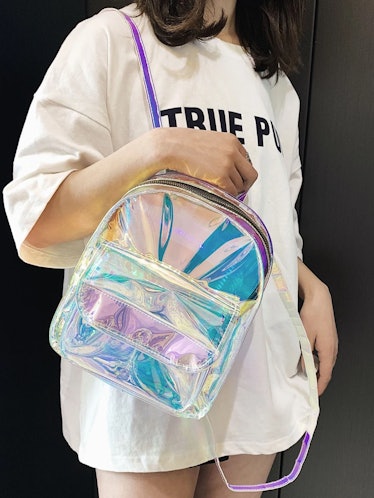 SHEIN X Ultra Holographic Pocket Front Classic Backpack