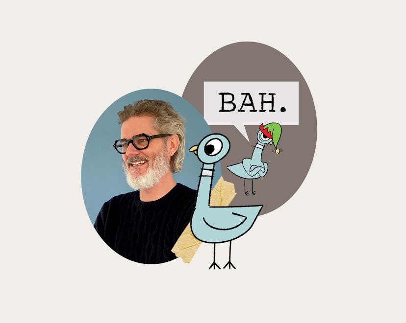 Mo Willems and an image from his new book, 'Don't Let The Pigeon Drive The Sleigh!' coming September...