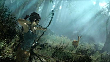 Tomb Raider (2013) Lara hunting a deer