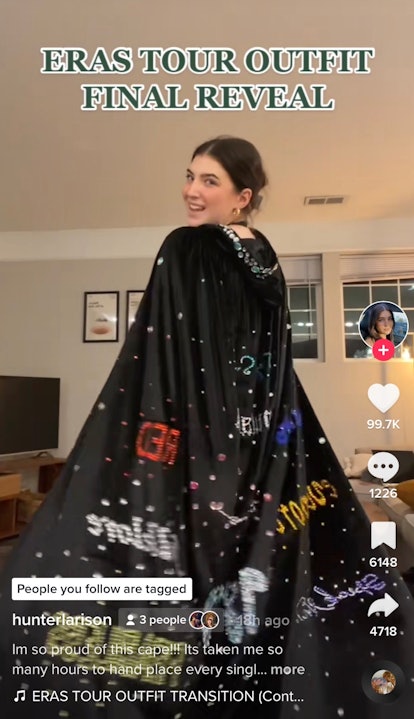 A TikToker shares her Taylor Swift 'Eras Tour' outfit on TikTok with a transition idea.