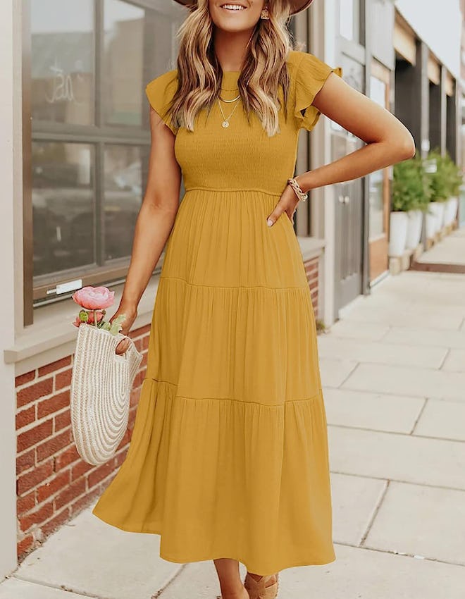 ZESICA Flutter Sleeve Dress