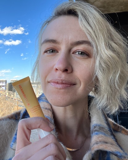beauty writer megan mcintyre wearing ole henriksen's pout preserve peptide lip treatment 