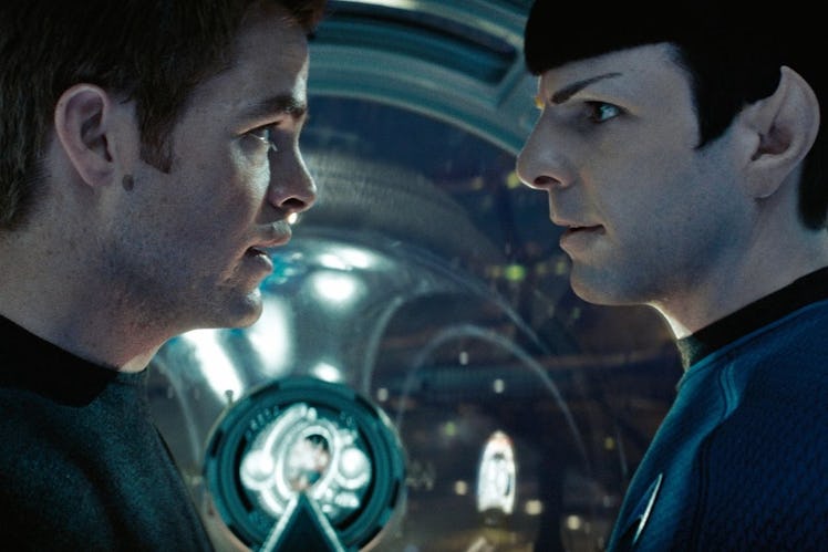Captain Kirk (Chris Pine) and Spock (Zachary Quinto) in 'Star Trek' (2009).