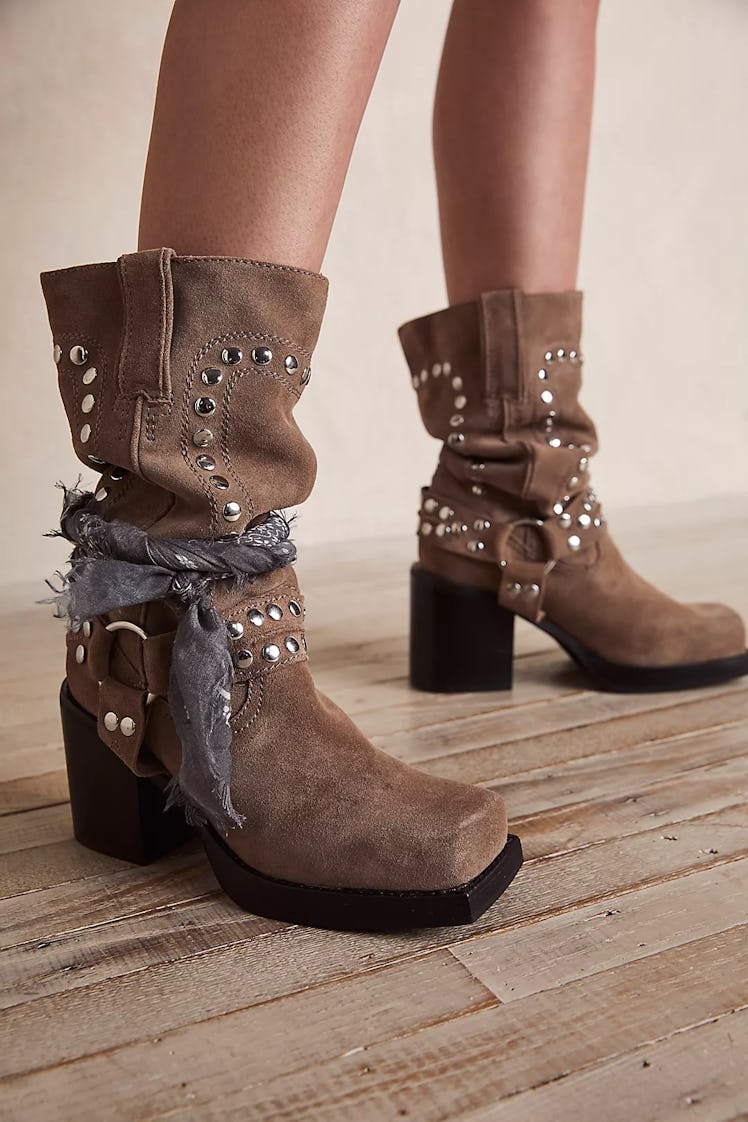 Free People Gretchen Studded Square Toe Boots