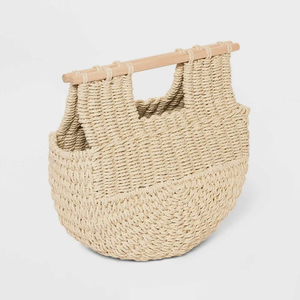 Handheld Crescent Straw Tote Handbag