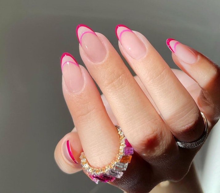 pink french tip nail designs