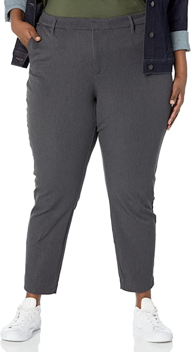 These work pants that feel like yoga pants are slightly cropped with a slim fit.