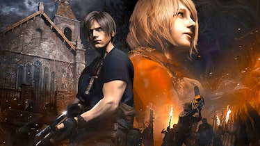 Key art featuring Leon and Ashley, the main characters of Resident Evil 4.