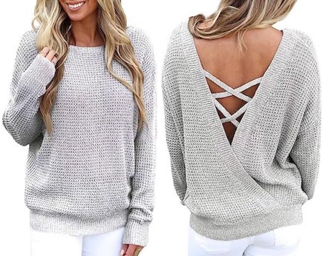 Asvivid Criss-Cross V-Back Sweater