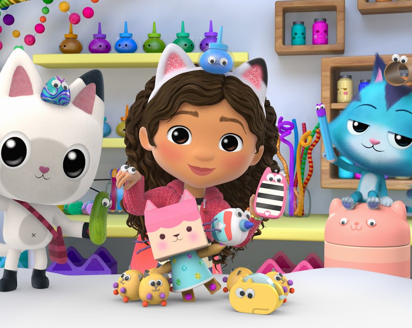 Gabby and her friends in 'Gabby's Dollhouse.'