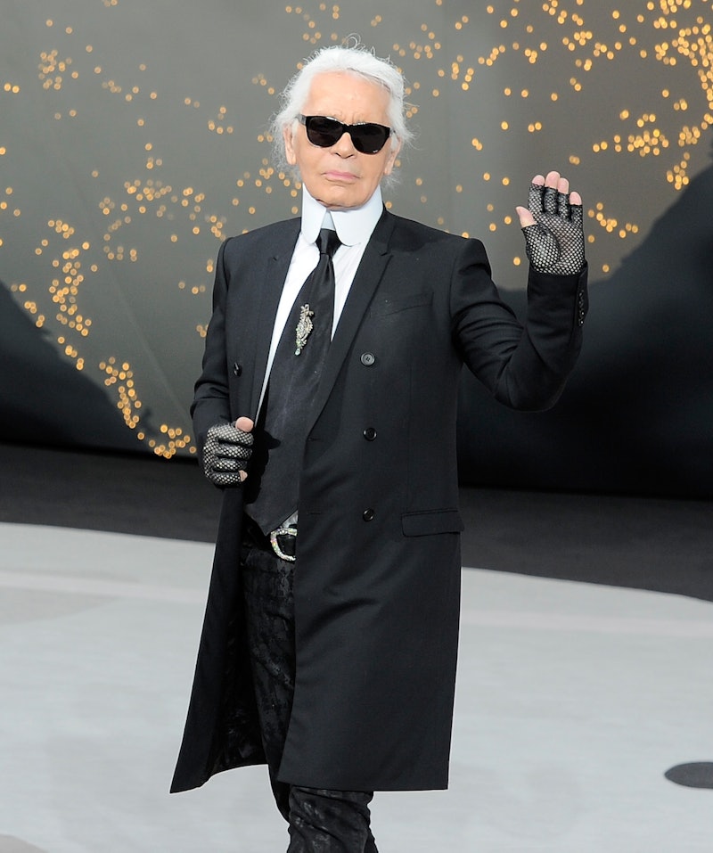 Karl Lagerfeld walks the runway during the Chanel show on March 5, 2013