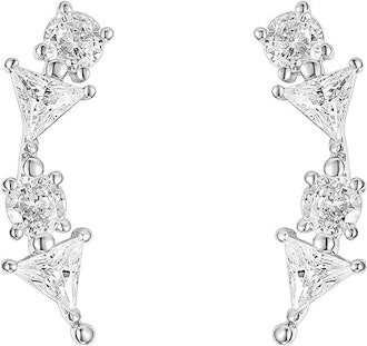 These earrings that look like multiple piercings are climbers with sparkly CZ stones.