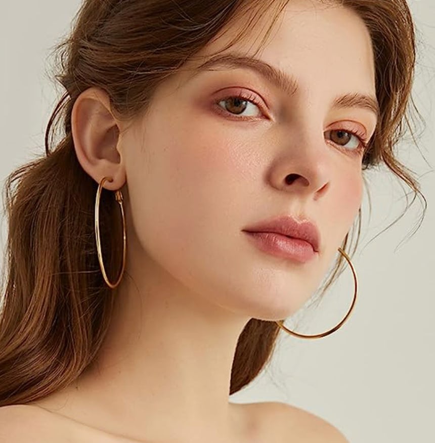 NewZenro 14K Yellow Gold Hoop Earrings