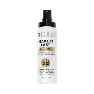 Milani make it last sunscreen setting spray spf 30 is the best drugstore mattifying spf setting spra...