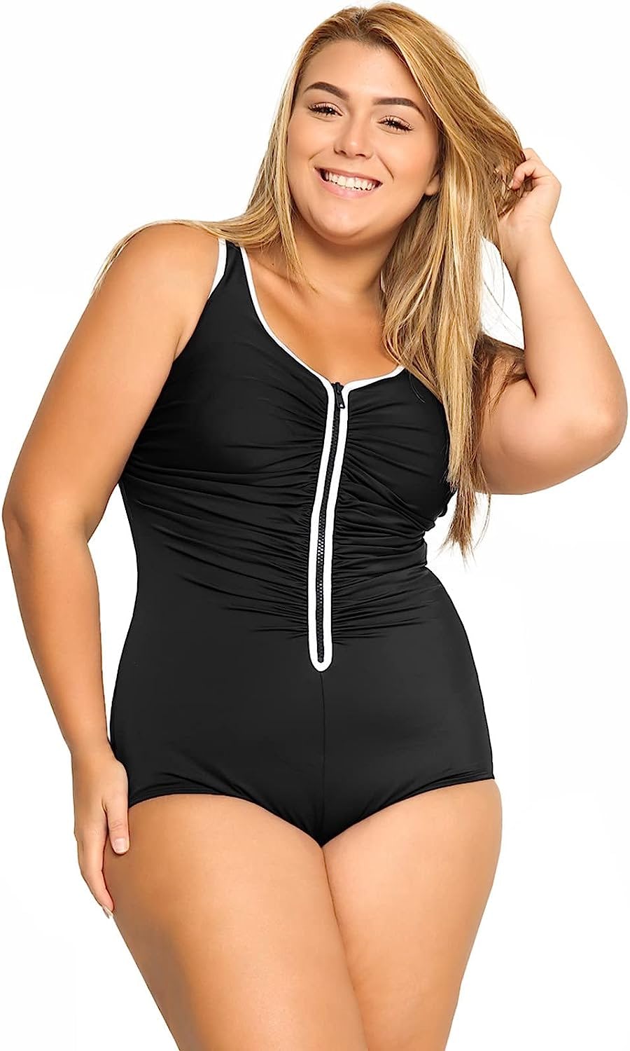 DELIMIRA One Piece Front Zip Swimsuit