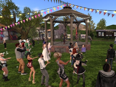 An outdoor event in Second Life.