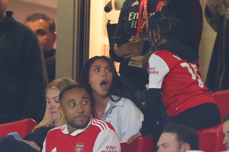 Kim Kardashian watching the Arsenal football game at Emirates Stadium on March 16, 2023