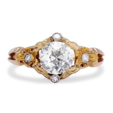 Victorian 1.07 Carat Old Mine Cushion Diamond Engagement Ring