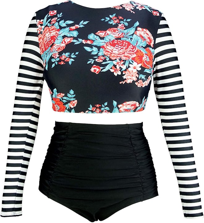 COCOSHIP Long Sleeve Two Piece Swimsuit