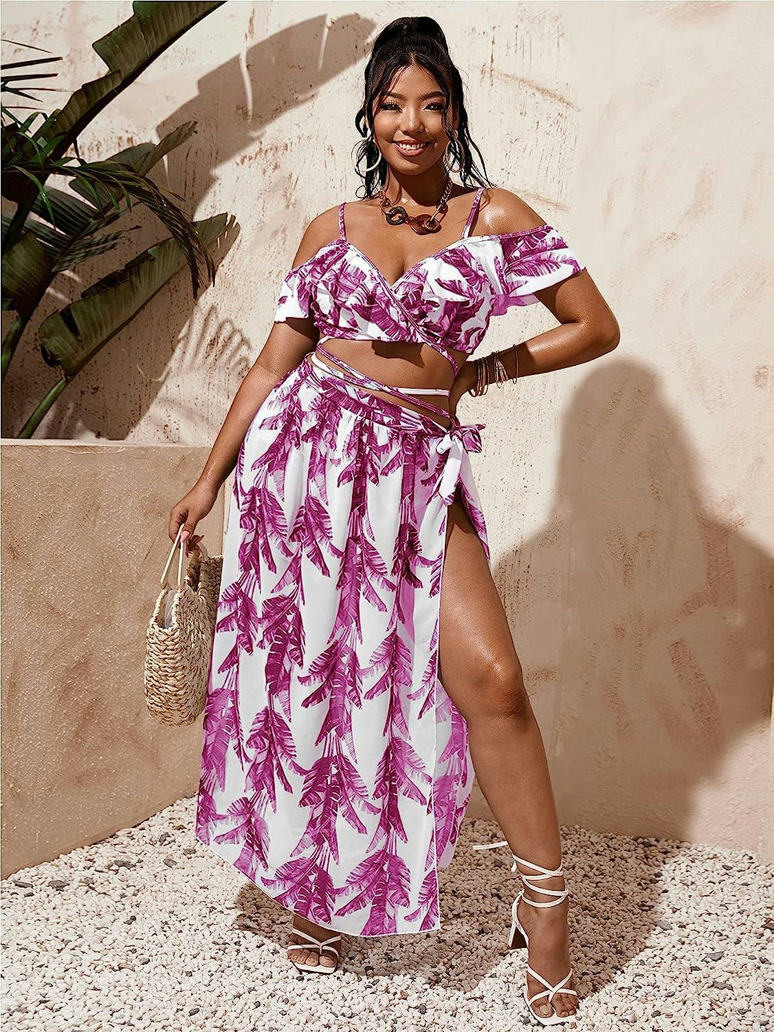 Romwe Plus Size Bikini Set (3 Pieces)