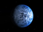 blue exoplanet with swirling atmosphere