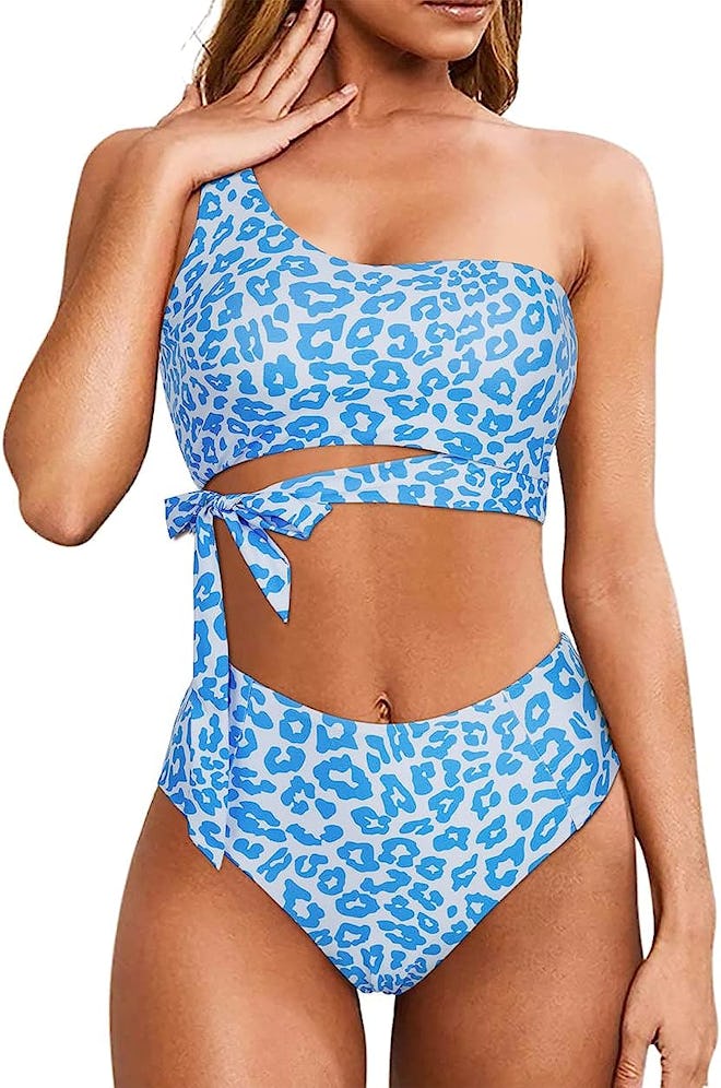 MOOSLOVER One Shoulder High Waisted Side Tie Bikini