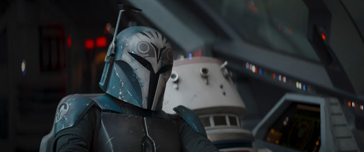 Bo-Katan didn't take off her helmet after escaping the Mines of Mandalore.