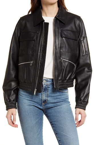 Sam Edelman Leather Bomber Jacket