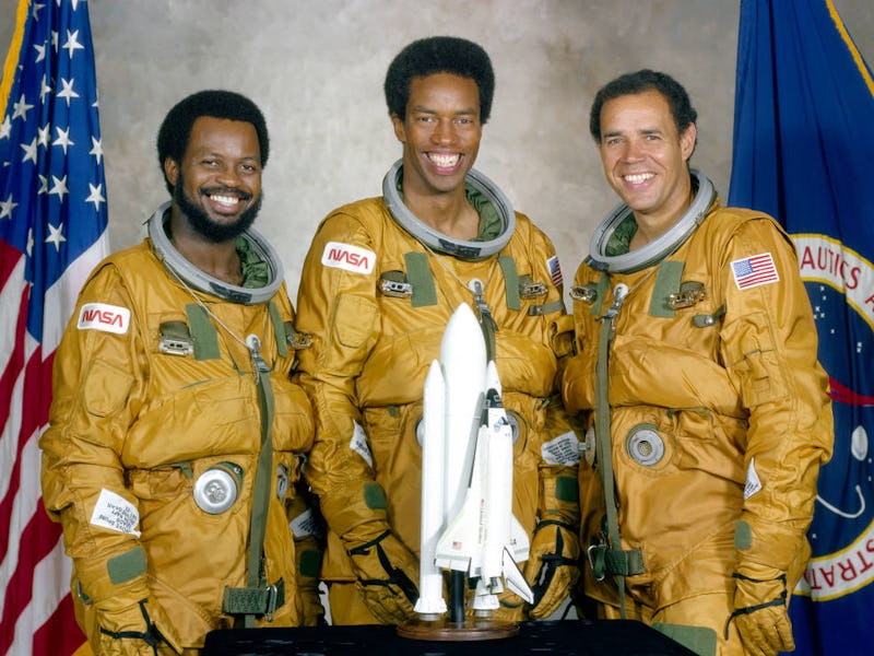Ronald McNair, Guion Bluford and Frederick Gregory were the first African American astronauts in spa...