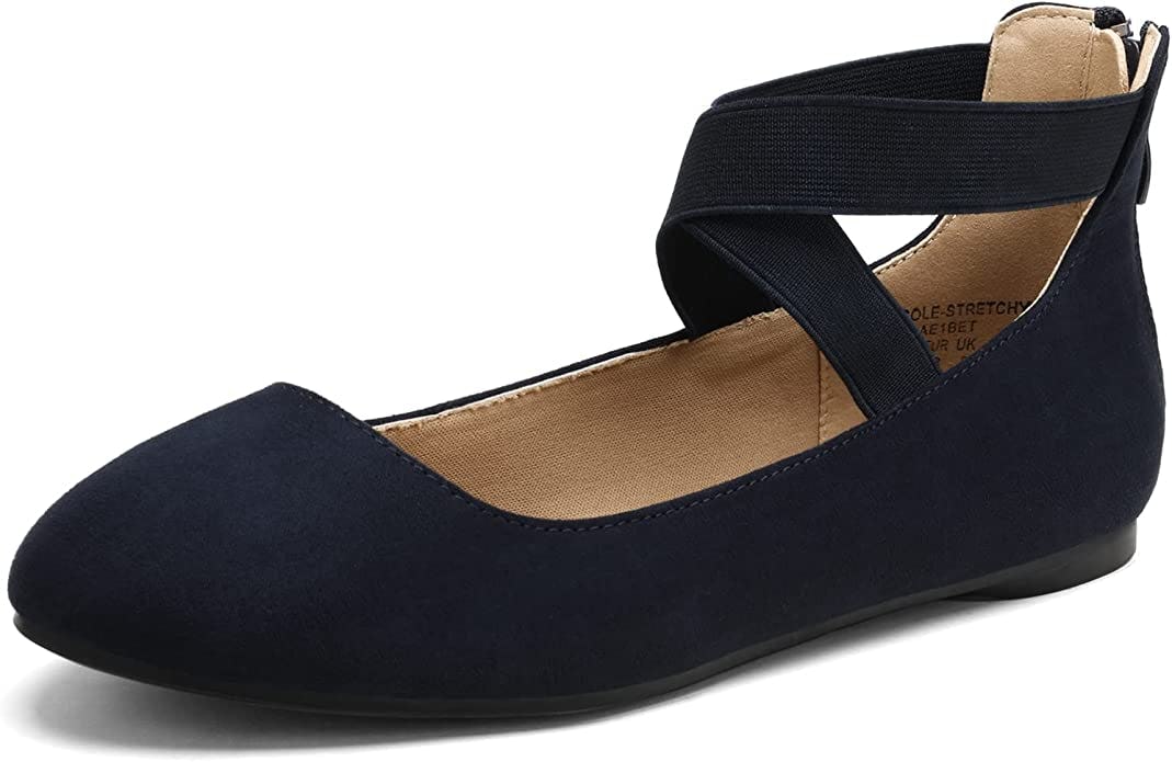 DREAM PAIRS Elastic Ankle Strap Flat Shoes