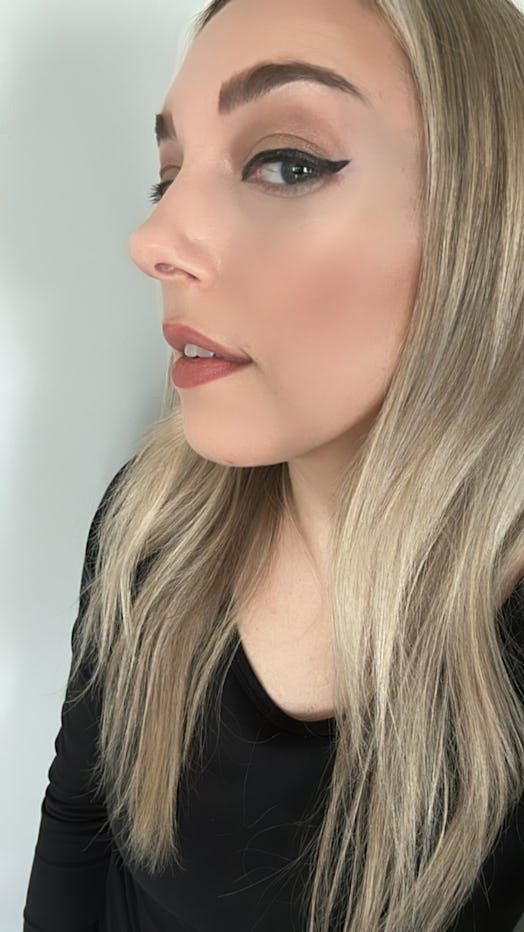 Testing iMethod’s winged eyeliner stamp.