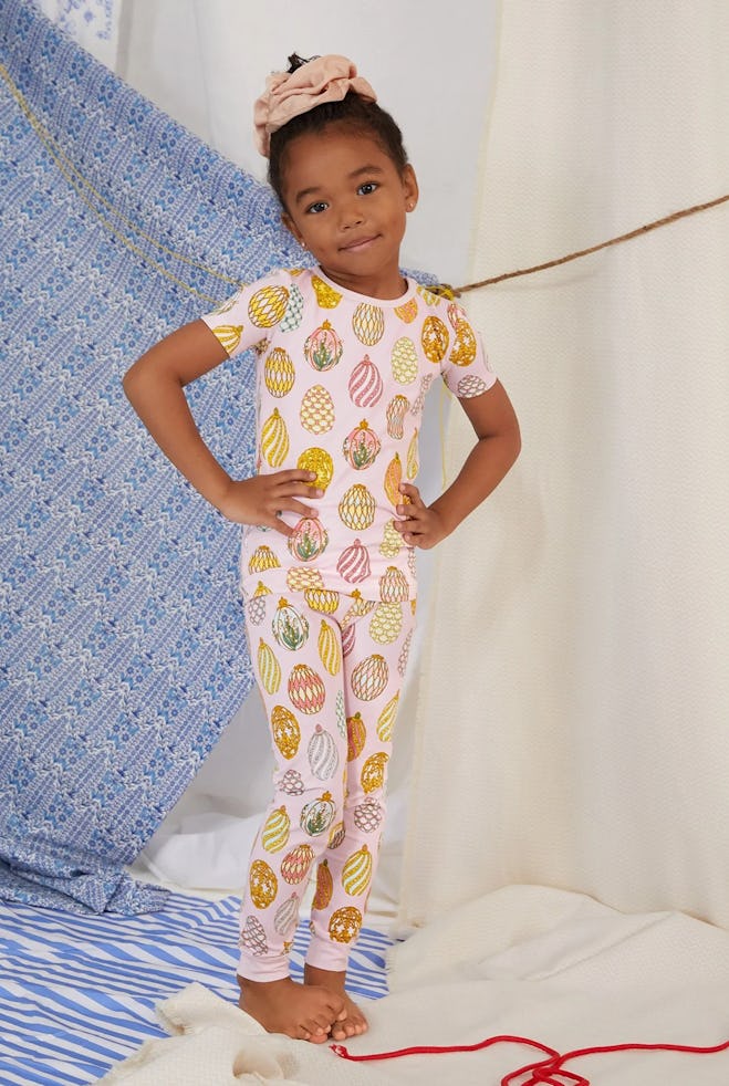 colorful egg easter pajamas on girl