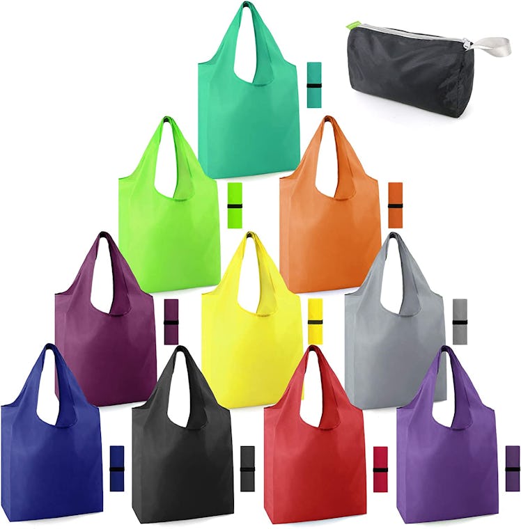 BeeGreen Folding Reusable Bags Totes (10-Pack)