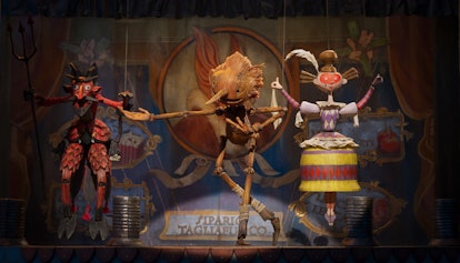 Guillermo del Toro's Pinocchio - (Center) Pinocchio (voiced by Gregory Mann). 
