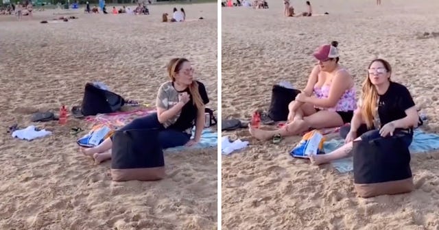 A woman is under scrutiny after an angry tirade about a teen wearing a bikini.