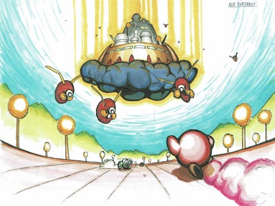 kirbys dream land concept art of Air Fortress from Twinkle Popopo