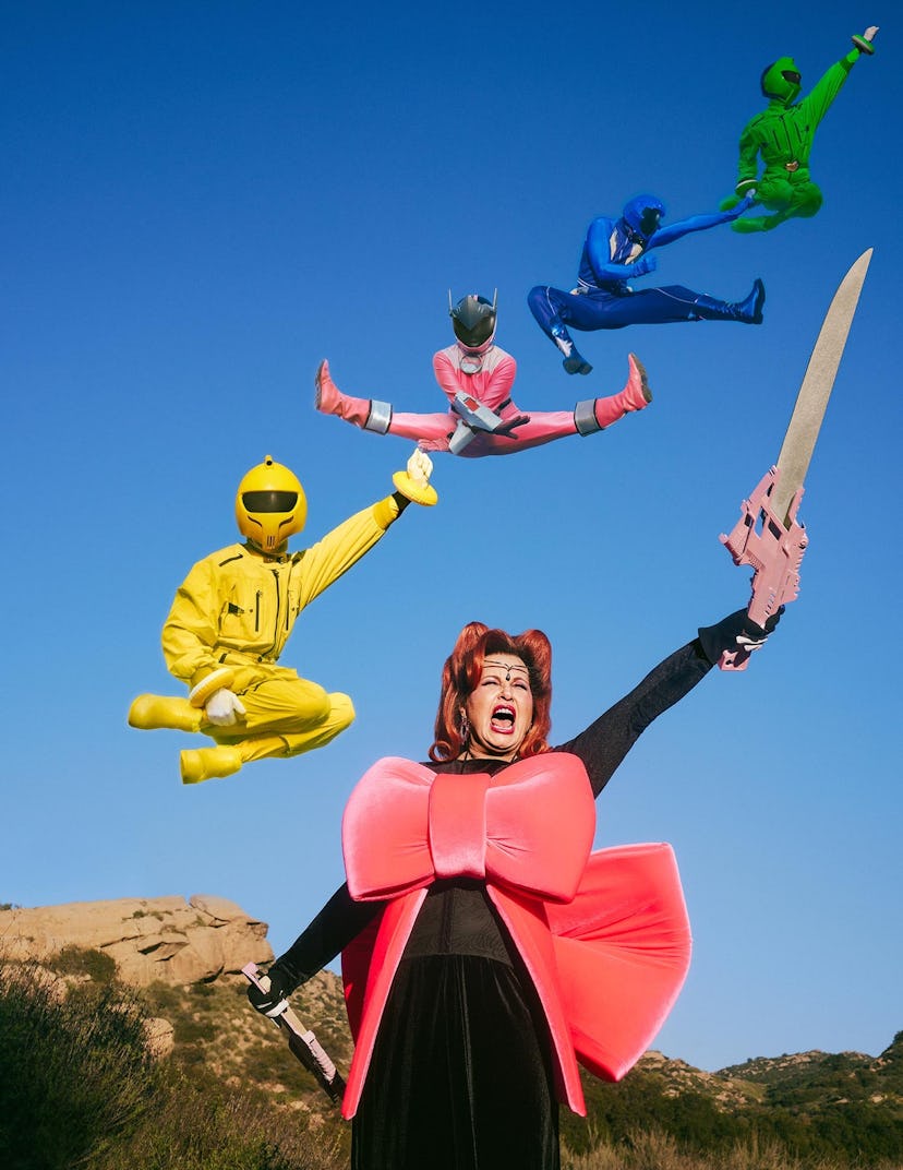 Jennifer Coolidge with her Power Rangers.