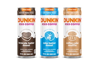 Dunkin's new bakery-inspired canned iced coffee comes in three flavors.