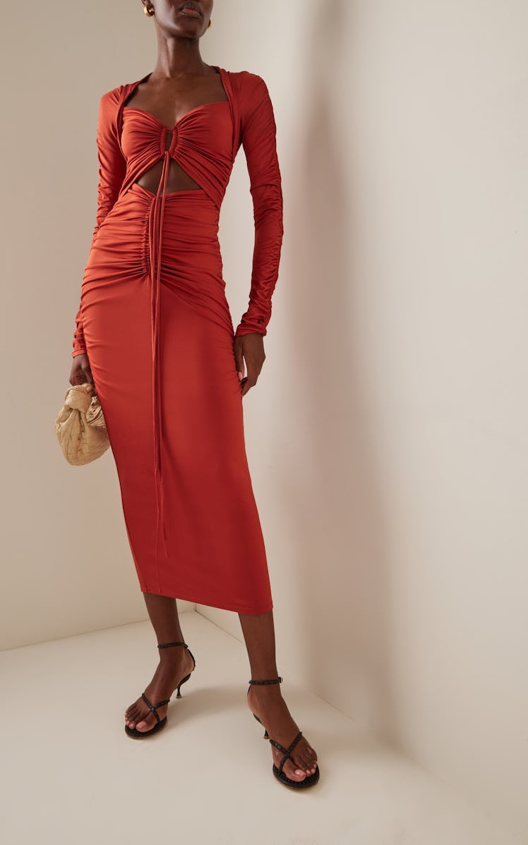 Ruched Drawstring Jersey Dress