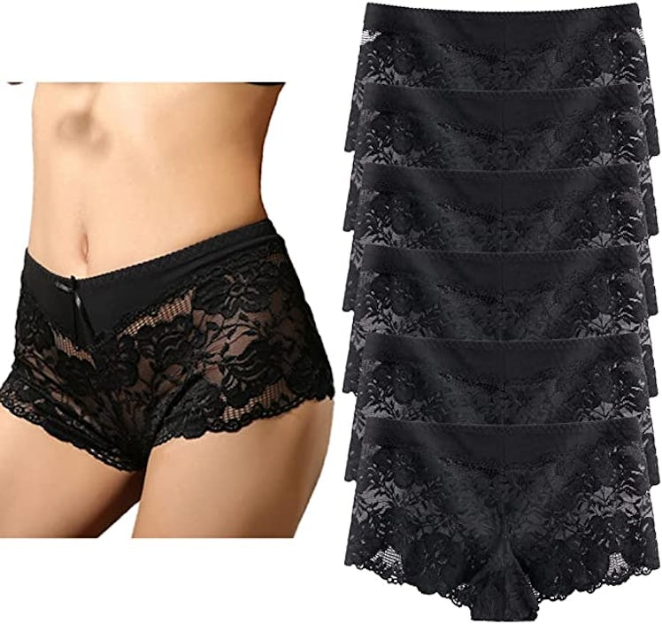 YaoKing Lace Boyshort Panties (6-Pack)