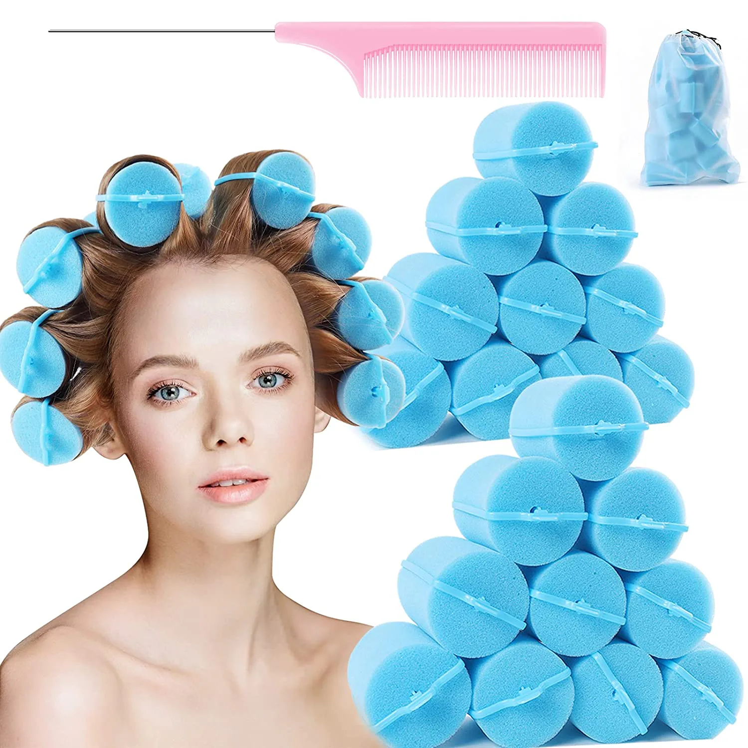 BEAUTIYAND Jumbo Foam Sponge Hair Roller (24-Pieces)