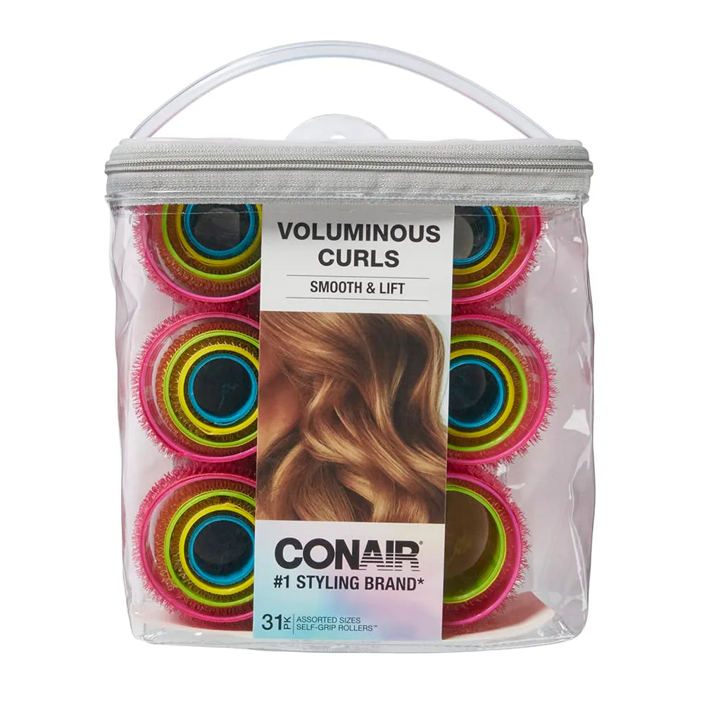 Conair Self Grip Assorted Sizes and Colors Hair Rollers (31-Pack)