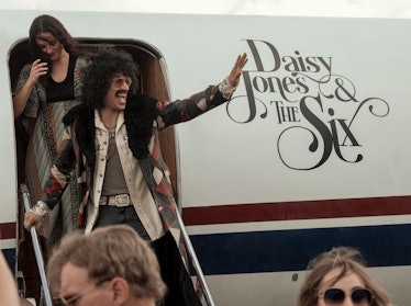 The cast of 'Daisy Jones & The Six' getting off a plane in one of the 'Daisy Jones & The Six' filmin...