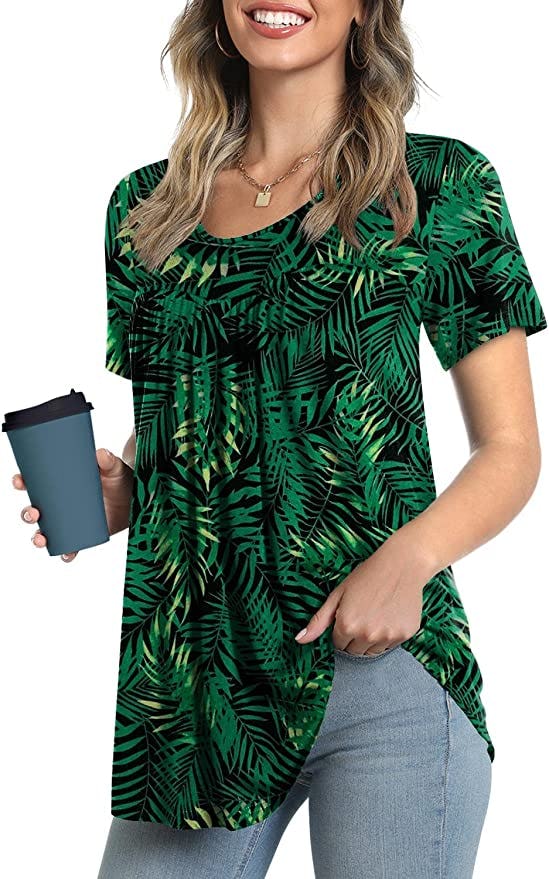 LONGYUAN Women Casual Tops Short Sleeve Tunic